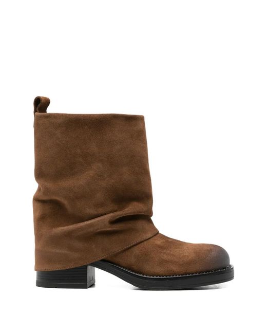 GISÉL MOIRÉ Brown Royal Ankle Boots