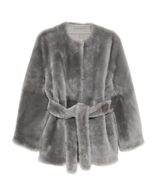 Totême Gray Plush Shearling Jacket