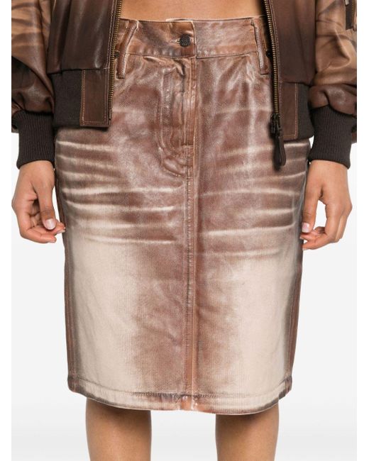 Acne Brown Coated-finish Cotton Skirt