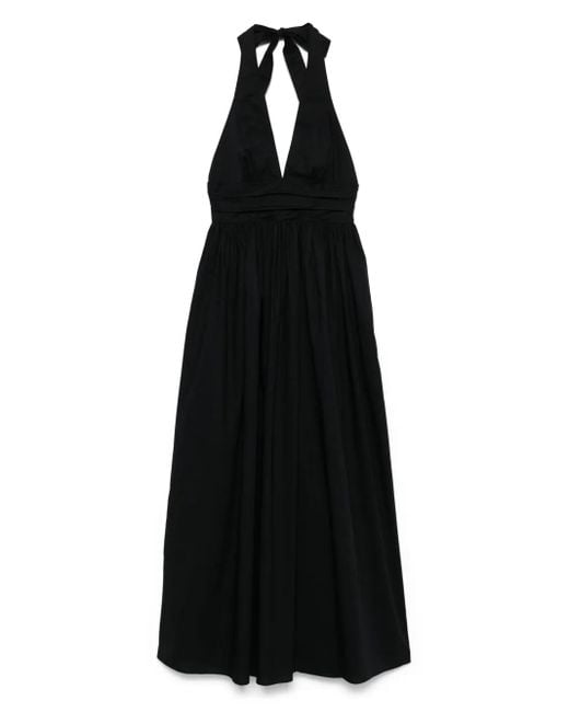 Matteau Black Plunge Halterneck Midi Dress