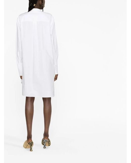 Loewe White Poplin Long-Sleeved Shirt Dress