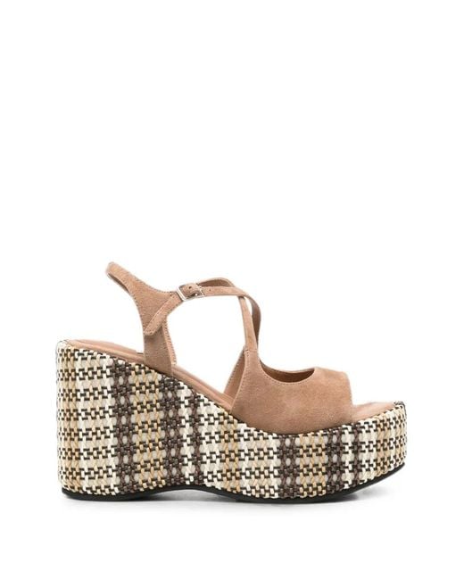 Marc Ellis White Woven-Platform Suede Sandals