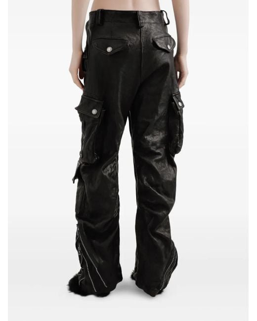 Dolce & Gabbana Black Lederhose mit Cargotaschen