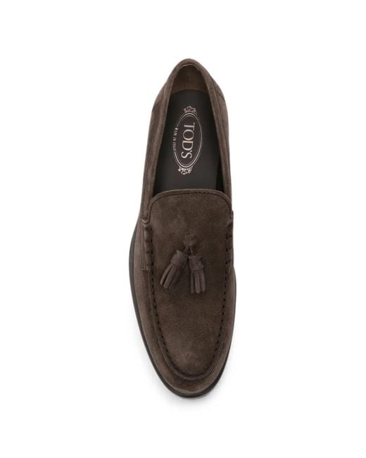 Tod's Gray Tassel-Detail Suede Loafers
