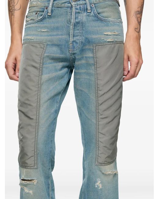 Acne Blue Panelled Distressed Jeans for men