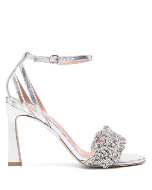 Alberta Ferretti White 95mm Crystal-embellished Sandals