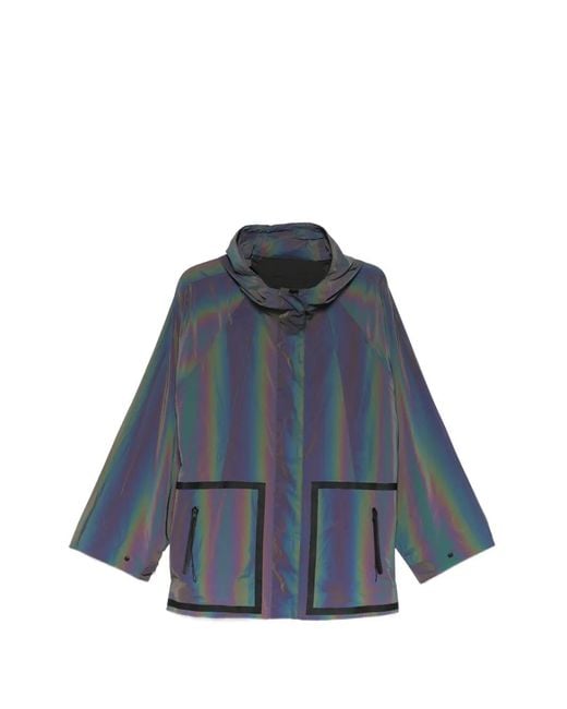 Osklen Blue Iridescent Zip-Up Hooded Jacket