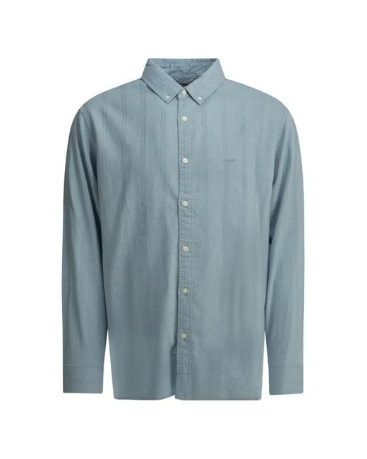 Levi's Blue Vertical-Stripe Button-Down Shirt for men