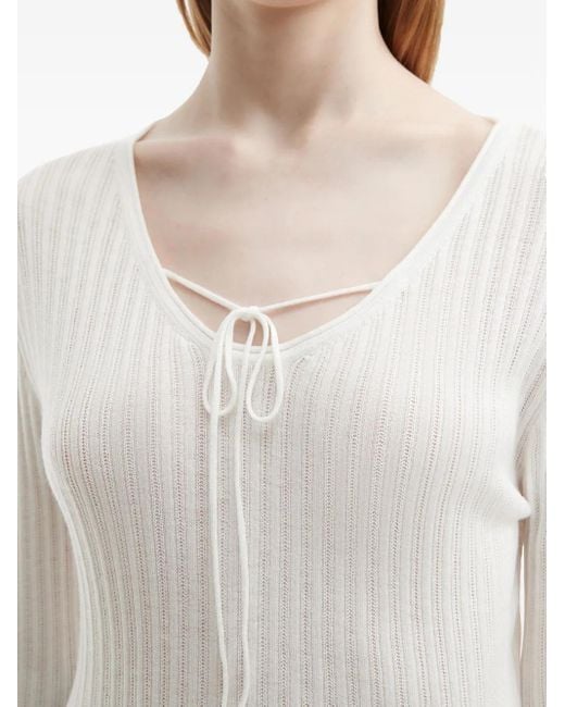 B+ AB White Ribbed-Knit Top