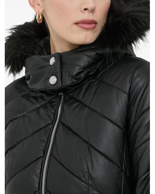 Morgan Black Fur Trim Coat