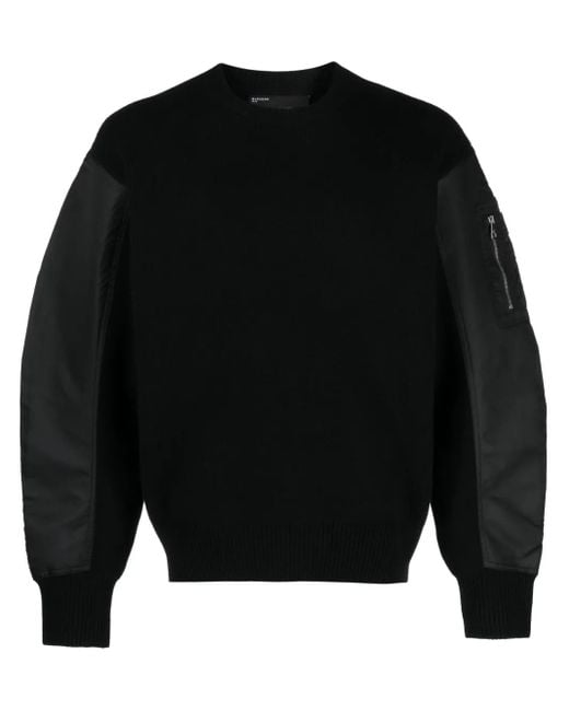 Neil Barrett Black Panelled Fine-Knit Wool Jumper for men
