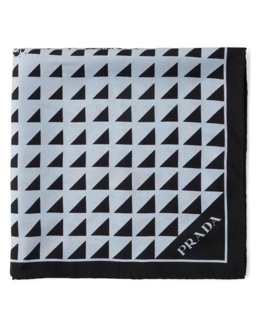 Prada Black Silk Lipstick Triangle Scarf