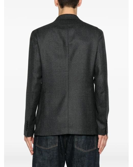 Tagliatore Black Double-Breasted Peak-Lapel Blazer for men