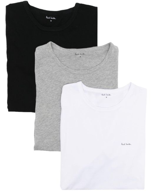 Paul Smith Black Logo-print Cotton T-shirts (set Of Three) for men