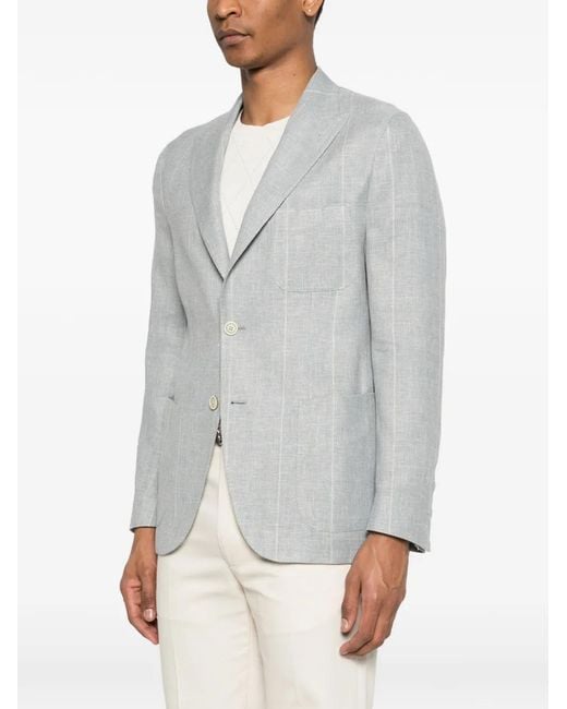 Eleventy Gray Striped Button Blazer for men