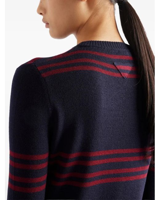 Prada Blue Gerippter Pullover mit Streifen