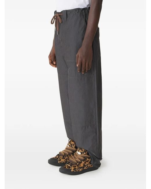 Lanvin Gray Drawstring Cotton Trousers for men