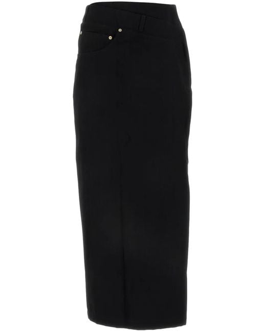 Loewe Black Deconstructed Cotton Midi Pencil Skirt