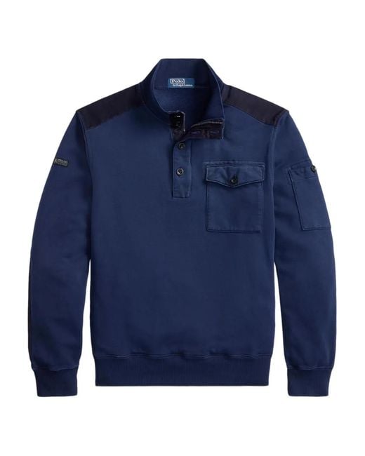 Polo Ralph Lauren Blue Mock-Neck Sweatshirt for men