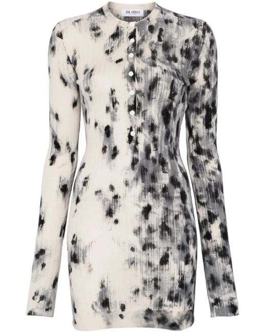 The Attico Mini-Jurk Met Abstracte Print in het Gray