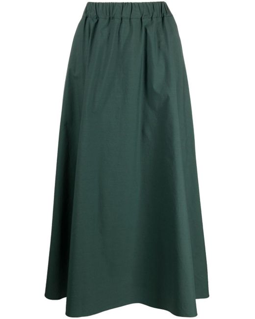 P.A.R.O.S.H. Green High-waisted Cotton Maxi Skirt