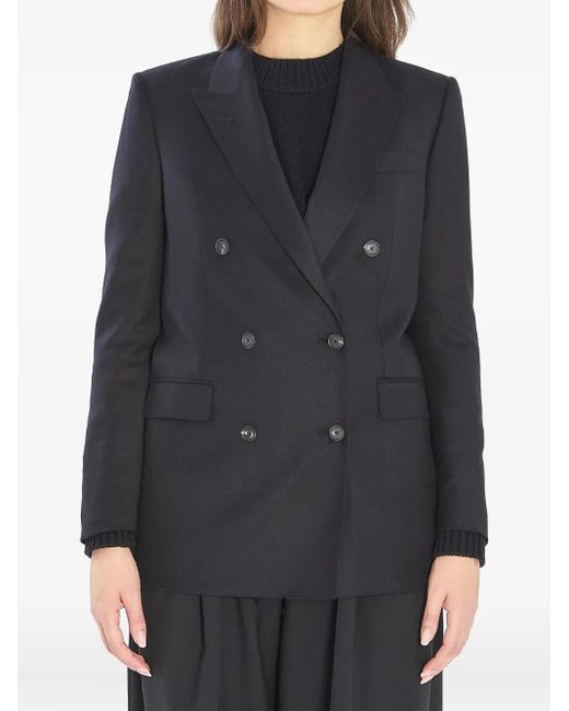 Tagliatore Black Jasmine Peak-Lapels Double-Breasted Peacoat