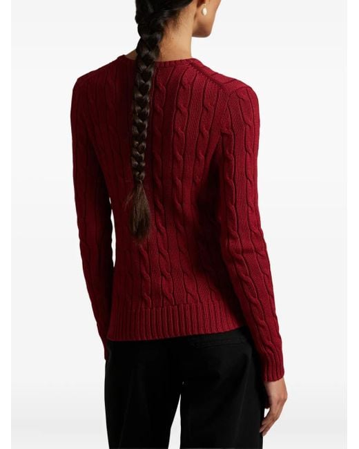 Polo Ralph Lauren Red Pullover Mit Zopfmuster