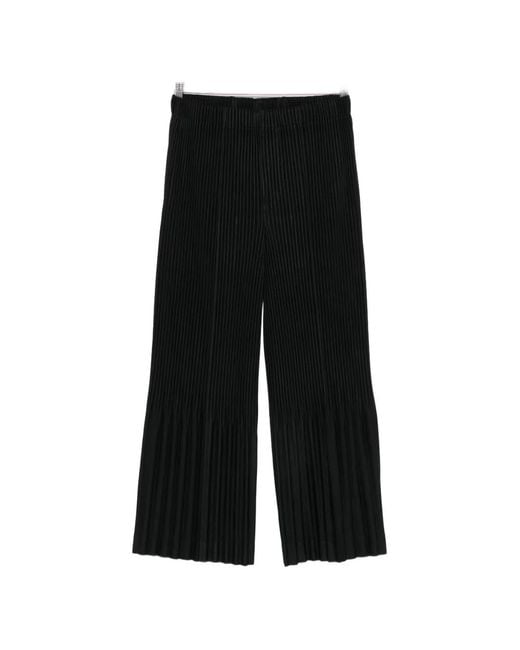Issey Miyake Black Plissé-Effect Trousers for men