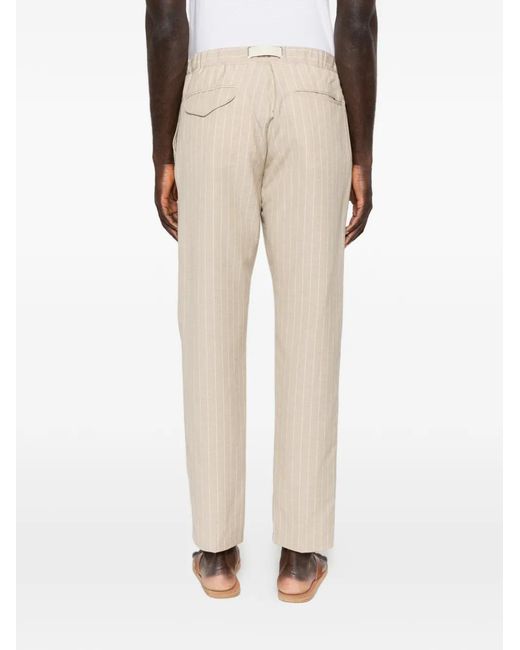 White Sand White Striped Belt Trousers for men