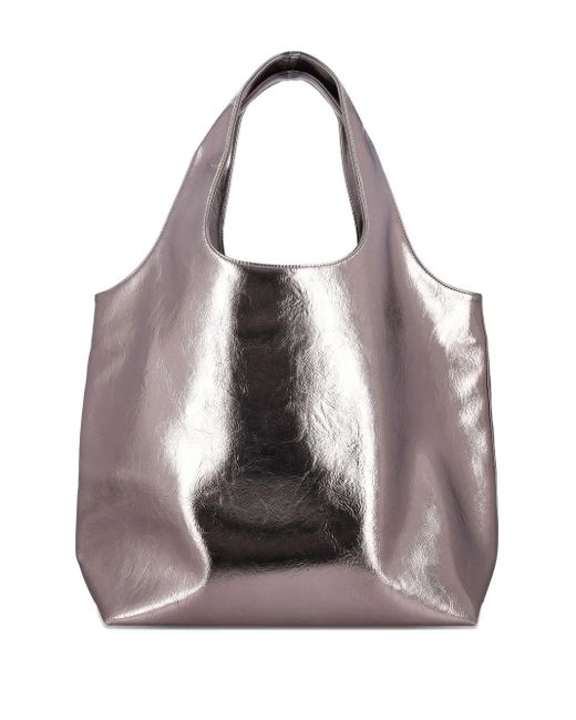 A.P.C. Gray Large Ninon Metallic Logo Tote Bag