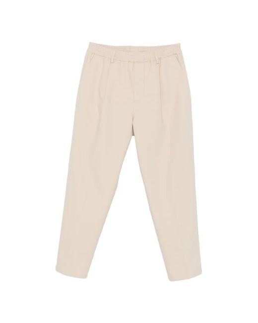 Eleventy Natural Pleated Elasticated-Waistband Trousers for men