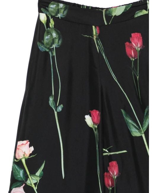 Antonio Marras Black Floral-Print Wide-Leg Trousers