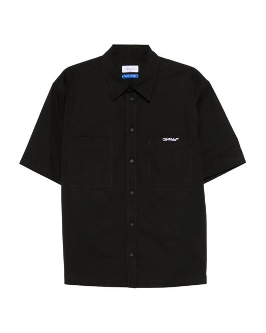 Off-White c/o Virgil Abloh Black Bookish Summer Poplin Short Sleeve Shirt for men