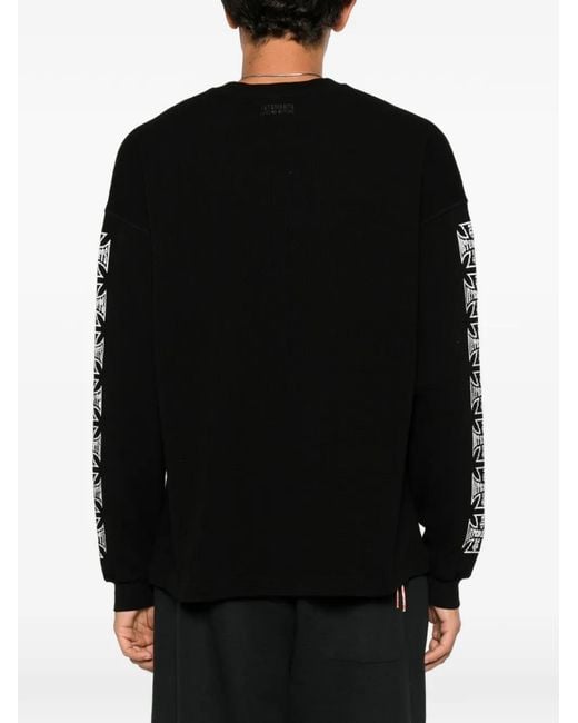 Vetements Black Waffle-Knit Graphic-Print T-Shirt for men