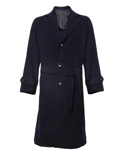 Franzese Collection Blue Stefano De Martino Belted Coat for men