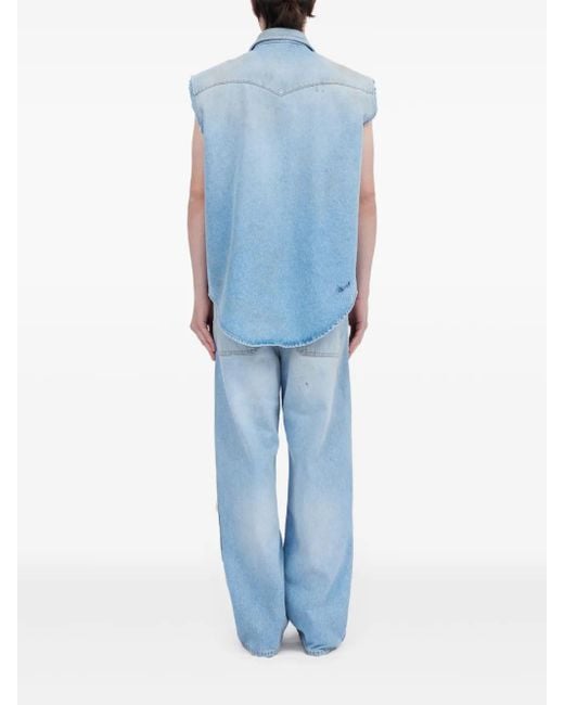 MM6 by Maison Margiela Blue Sleeveless Light Denim Shirt for men