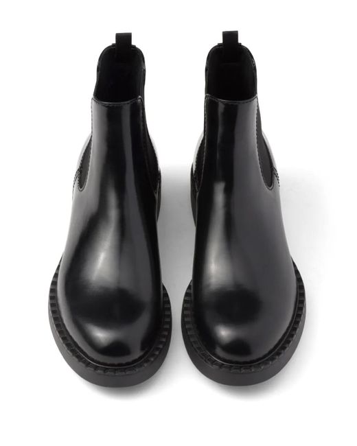 Prada Black Brushed-Finish Chelsea Boots for men