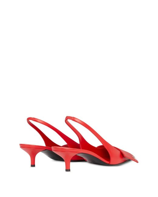 Courreges Red Leather Sling-Back Pumps