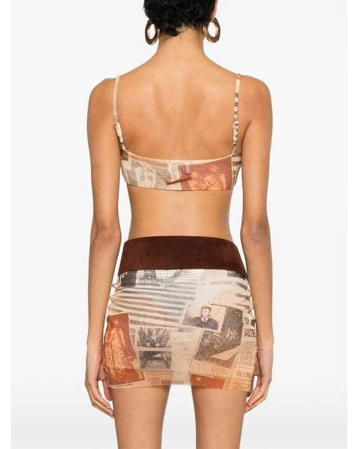 Jean Paul Gaultier Natural Newspaper-Print Top