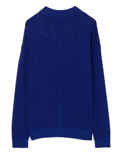 Burberry Blue Equestrian Knight-Appliqué Mesh Jumper for men