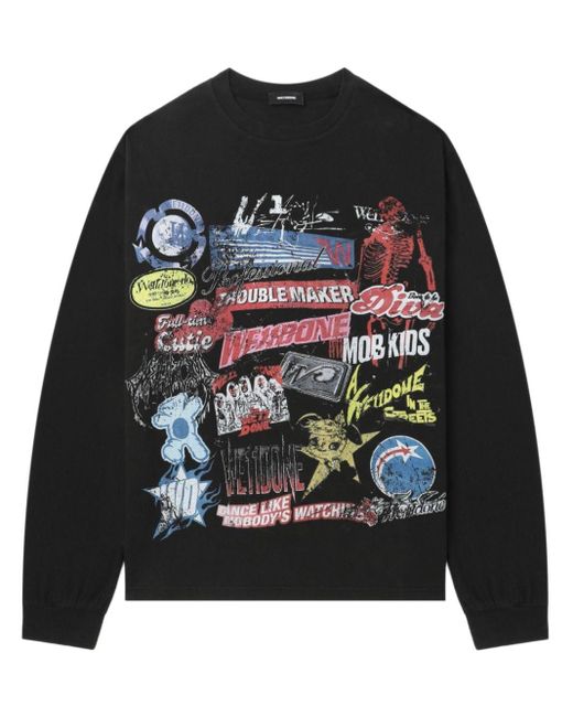 we11done Black Graphic Print Sweatshirt for men