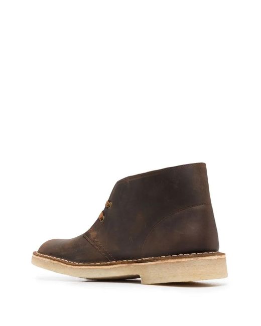 Clarks Brown Leather Desert Boots for men