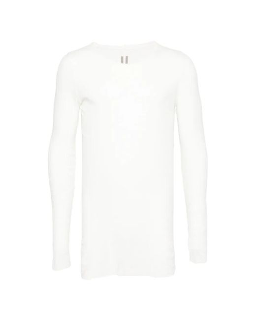Rick Owens White Long-Sleeve Ribbed T-Shirt for men