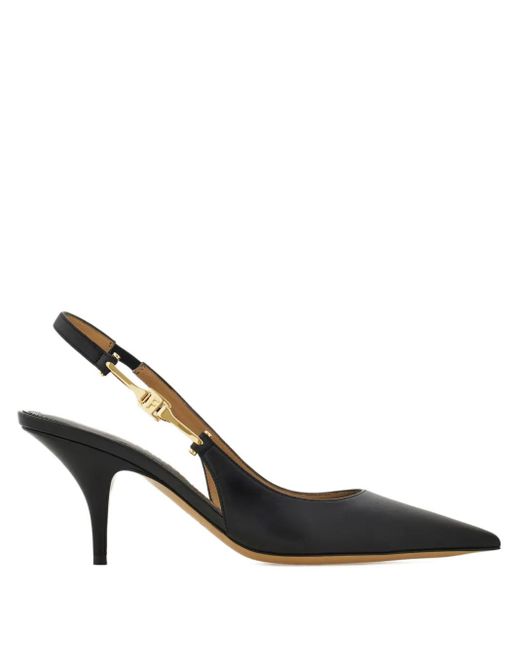 Ferragamo Black Slingback Leather Pumps