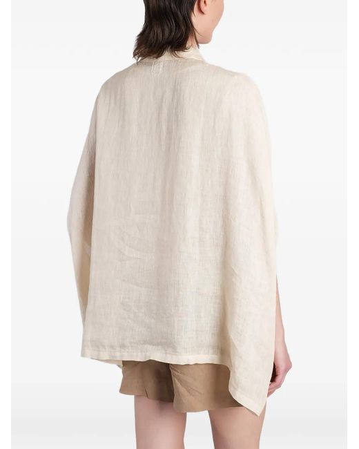 120% Lino White Chemise À Manches Chauve-Souris