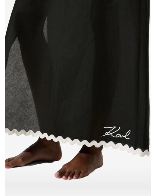 Karl Lagerfeld Black Sleek Maxi Skirt With Contrasting Scalloped Hem