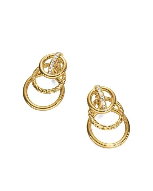 David Yurman Metallic 18K Dy Mercer Diamond Earrings