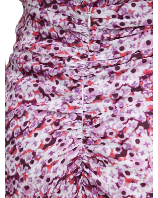 IRO Purple Noseti Shirred Floral Asymmetric Skirt