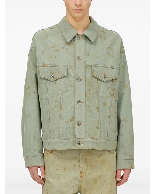 MSGM Green Stained Denim Jacket for men