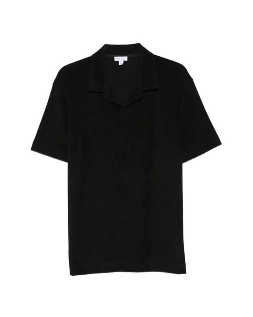 Sunspel Black Polo Edk En Éponge for men